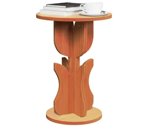 Sānu Galds Vaska Brūna 39.5 X 39.5 X 53.5 Cm Masīvkoka Priede Vidaxl