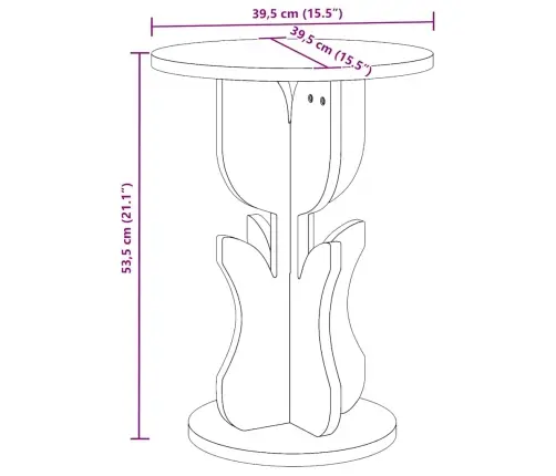 Sānu Galds Vaska Brūna 39.5 X 39.5 X 53.5 Cm Masīvkoka Priede Vidaxl
