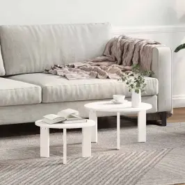 Kafijas Galdiņš 2 Pcs Balts 47.5 X 47.5 X 27 Cm Vidaxl