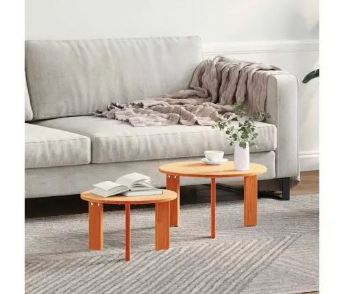 Kafijas Galda Komplekts 2 Pcs Vaska Brūna 47.5 X 47.5 X 27 Cm Vidaxl