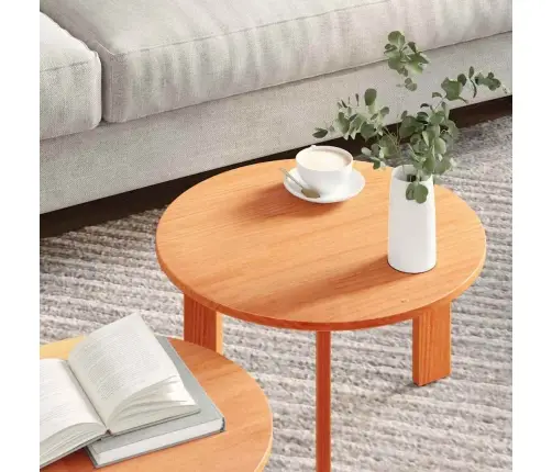 Kafijas Galda Komplekts 2 Pcs Vaska Brūna 47.5 X 47.5 X 27 Cm Vidaxl