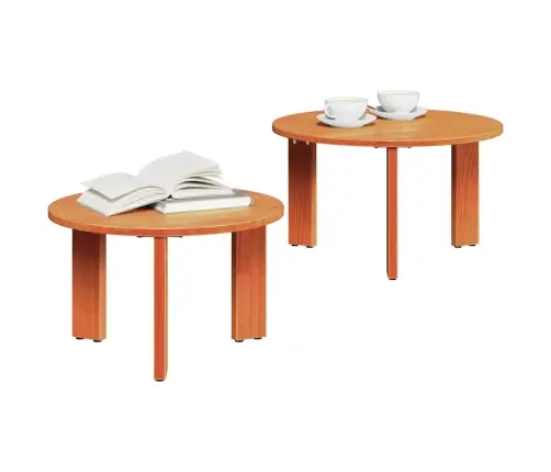 Kafijas Galda Komplekts 2 Pcs Vaska Brūna 47.5 X 47.5 X 27 Cm Vidaxl