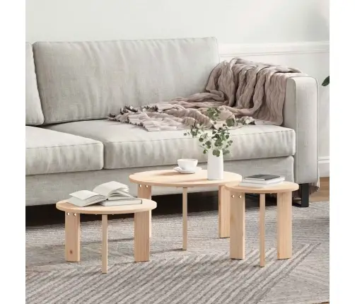 Kohvilaud 3 Pcs Neutraalne 47.5 X 47.5 X 27 Cm Männipuit