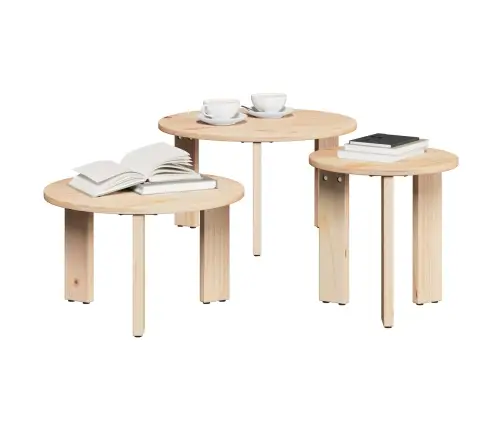 Kafijas Galdiņš 3 Pcs Dabīgs 47.5 X 47.5 X 27 Cm Vidaxl