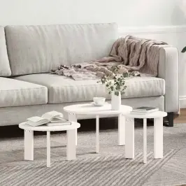Kafijas Galdiņš 3 Pcs Balts 47.5 X 47.5 X 27 Cm Vidaxl