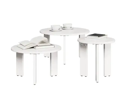 Kafijas Galda Komplekts 3 Pcs Balta 47.5 X 47.5 X 27 Cm Vidaxl Kafijas Galda Komplekts 3 Pcs Balta 47.5 X 47.5 X 27 Cm Vidaxl