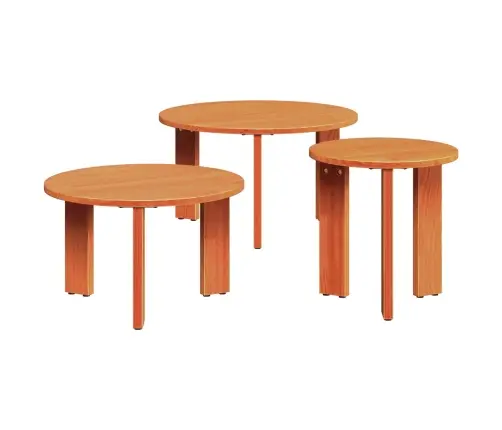 Kafijas Galda Komplekts 3 Pcs Vaska Brūna 47.5 X 47.5 X 27 Cm Vidaxl