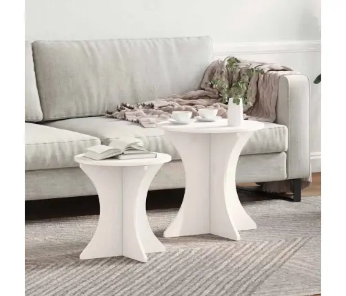 Kafijas Galda Komplekts 2 Pcs Balta 46 X 46 X 47 Cm Vidaxl