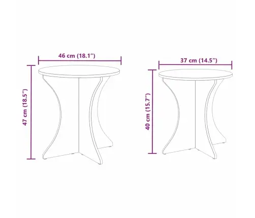 Kafijas Galda Komplekts 2 Pcs Brūna 46 X 46 X 47 Cm Vidaxl