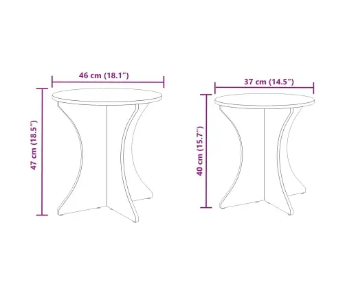 Kafijas Galda Komplekts 2 Pcs Brūna 46 X 46 X 47 Cm Vidaxl