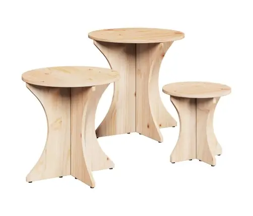 Kafijas Galdiņš 3 Pcs Dabīgs 46 X 46 X 47 Cm Masīvkoka Priede Vidaxl Kafijas Galdiņš 3 Pcs Dabīgs 46 X 46 X 47 Cm Masīvkoka Priede Vidaxl