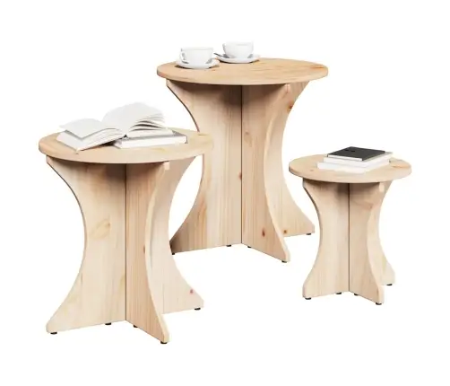 Kafijas Galdiņš 3 Pcs Dabīgs 46 X 46 X 47 Cm Masīvkoka Priede Vidaxl Kafijas Galdiņš 3 Pcs Dabīgs 46 X 46 X 47 Cm Masīvkoka Priede Vidaxl