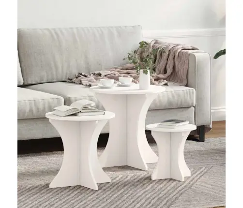 Kafijas Galda Komplekts 3 Pcs Balta 46 X 46 X 47 Cm Vidaxl