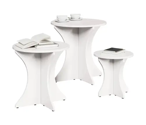 Kafijas Galda Komplekts 3 Pcs Balta 46 X 46 X 47 Cm Vidaxl