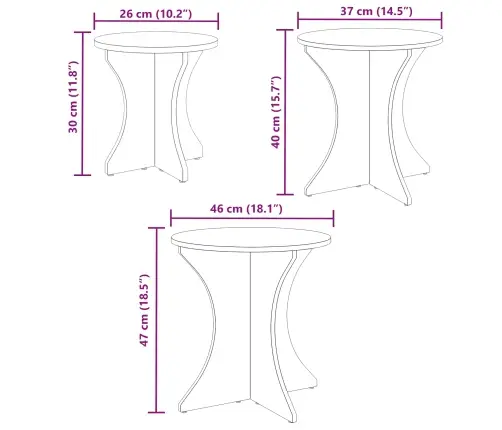 Kafijas Galda Komplekts 3 Pcs Balta 46 X 46 X 47 Cm Vidaxl