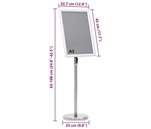 Plakato Stendai 2 Pcs Sidabro 32.7 X 24 X 108 Cm Aliuminis