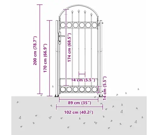 Žoga Vārti Pelēka 102 X 200 Cm Tērauds Vidaxl