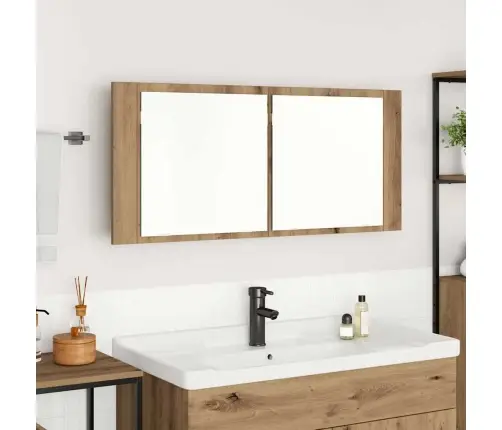 Led Spoguļkabinete Amatnieku Ozols 100X12X45 Cm Inženierijas Koks Vidaxl