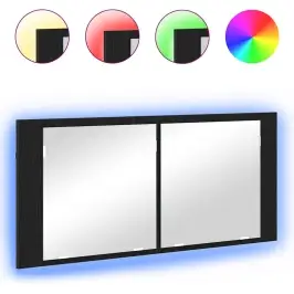 Led Veidrodis Spintelė Juodas Ąžuolas 100 X 12 X 45 Cm