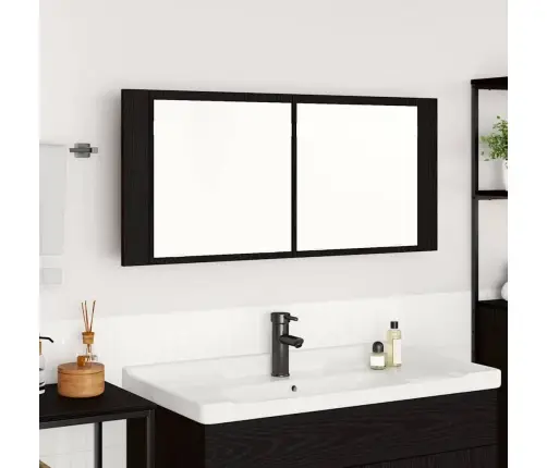 Led Veidrodis Spintelė Juodas Ąžuolas 100 X 12 X 45 Cm