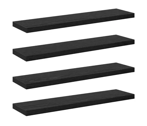 Grāmatu Plaukti - 4 Gabali Melnā Ozola 40X10X1.5 Cm Inženierijas Koks Vidaxl