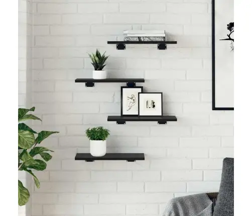 Knygų Lentyna 4 Pcs Juoda 40 X 20 X 1.5 Cm Apdirbta Mediena