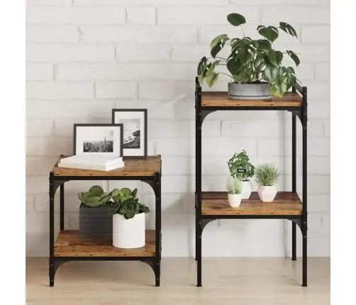 Plauktu Dēļu 4 Iepakojums - Vecais Koks - 40X40X1.5 Cm - Izgatavots No Inženierijas Koka Vidaxl