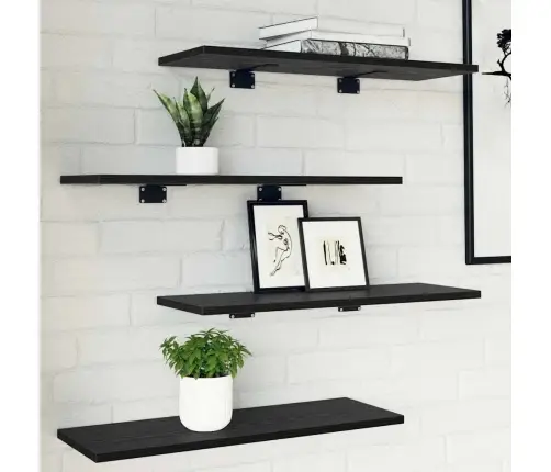 Raamatute Riiuli Plaat 4 Pcs Must 60 X 20 X 1,5 Cm Tehispuit