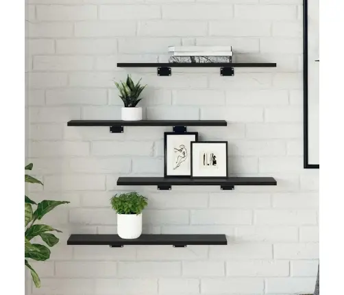 Raamatute Riiuli Plaat 4 Pcs Must 60 X 20 X 1,5 Cm Tehispuit