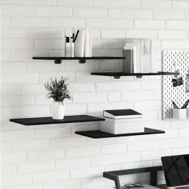 Grāmatplaukta Paneļa 4 Pcs Melna 60 X 30 X 1.5 Cm Vidaxl