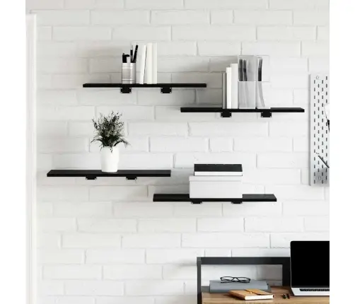 Plauktu Dēļi - 4 Gabali Melna Ozolkoka, Izmēri 60X30X1.5 Cm, Izgatavoti No Inženierijas Koka. Vidaxl