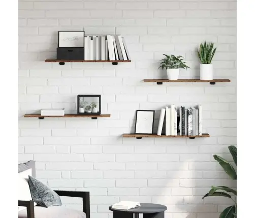 Grāmatu Plaukta Dēlis Ar Plauktu 4 Pcs Brūna 100 X 40 X 1.5Cm Vidaxl