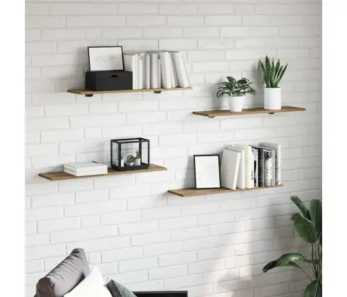 Raamatute Riiuli Plaat 4 Pcs Pruun 80 X 20 X 1.5 Cm Tehispuit