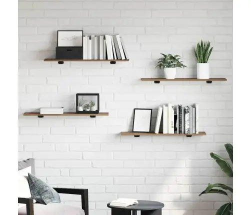 Raamatute Riiuli Plaat 4 Pcs Pruun 80 X 20 X 1.5 Cm Tehispuit