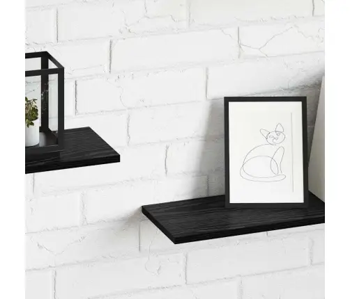 Knygų Lentyna 4 Pcs Juoda 80 X 20 X 1,5 Cm Apdirbta Mediena