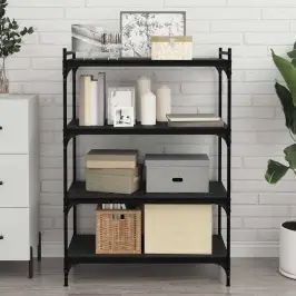 Grāmatplaukta Paneļa 4 Pcs Melna 80 X 40 X 1.5 Cm Vidaxl