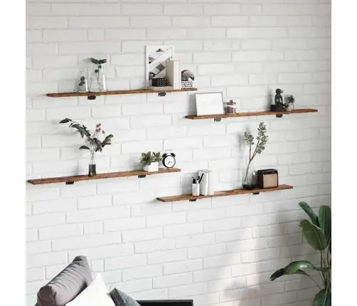 Raamatute Riiuli Plaat 4 Pcs Pruun 100 X 10 X 1.5 Cm Tehispuit