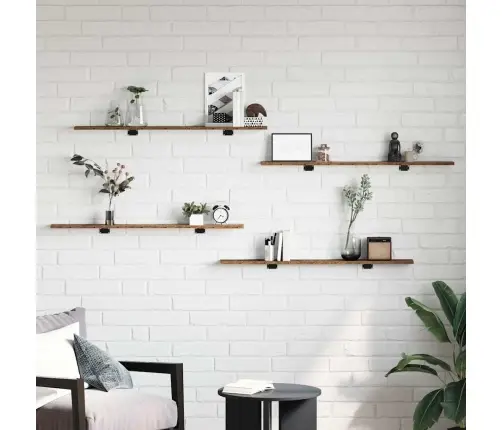 Raamatute Riiuli Plaat 4 Pcs Pruun 100 X 10 X 1.5 Cm Tehispuit