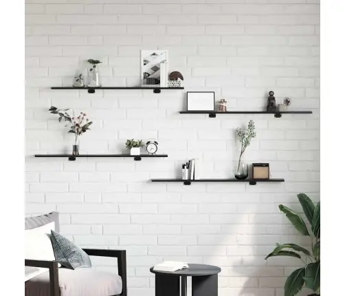 Grāmatu Plaukta Dēlis Ar Plauktu 4 Pcs Melna 100 X 40 X 1.5Cm Vidaxl