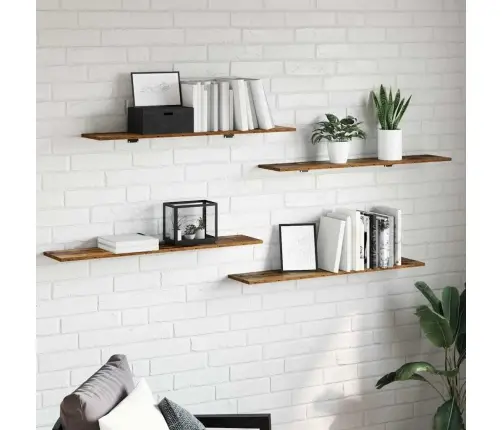 Raamatute Riiuli Plaat 4 Pcs Pruun 100 X 20 X 1.5 Cm Tehispuit