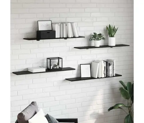 Grāmatu Plaukta Dēlis Ar Plauktu 4 Pcs Melna 100 X 40 X 1.5Cm Vidaxl