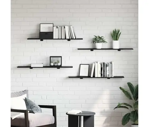 Grāmatu Plaukta Dēlis Ar Plauktu 4 Pcs Melna 100 X 40 X 1.5Cm Vidaxl