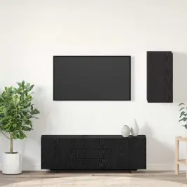 Sienas Televizora Skapis Melns Ozols Inženierijas Koks Vidaxl