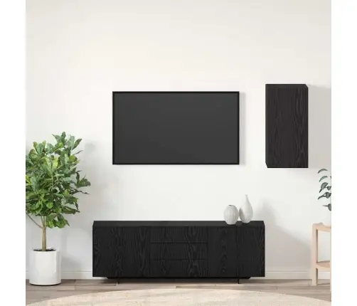 Tv Vienība Ar Plauktu Cits Ar Uzglabāšanu Ar Durvīm Melns Ozols Inženierijas Koks Vidaxl