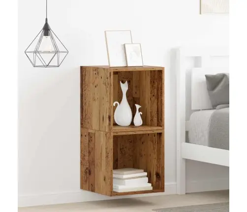 Sienas Skapis 2 Pcs Vecs Koks 37 X 37 X 37 Cm Inženierijas Koks Vidaxl