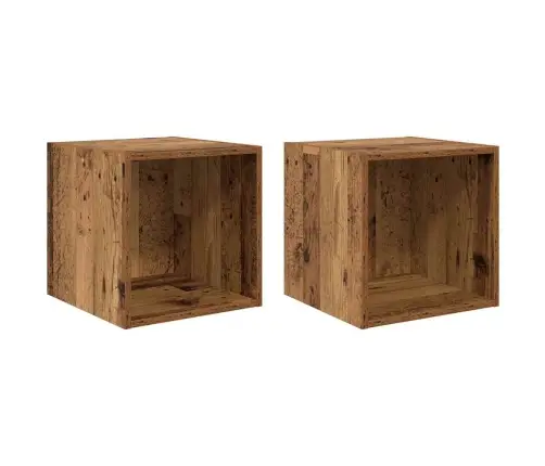 Sienas Skapis 2 Pcs Vecs Koks 37 X 37 X 37 Cm Inženierijas Koks Vidaxl