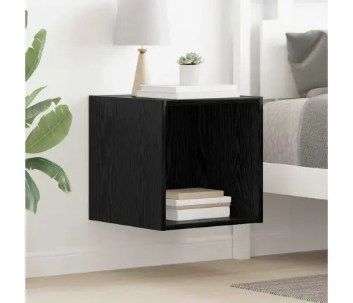 Sienas Skapis Melns Ozols 37 X 37 X 37 Cm Inženierijas Koks Vidaxl