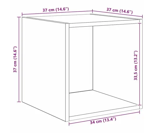 Sienas Skapis Melns Ozols 37 X 37 X 37 Cm Inženierijas Koks Vidaxl