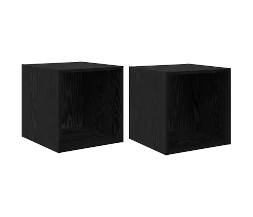 Sieninė Spintelė 2 Pcs Juodas Ąžuolas 37 X 37 X 37 Cm