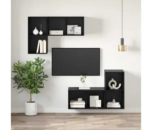 Tv Spinta Juoda Ąžuolo 37 X 37 X 72 Cm Apdirbta Mediena